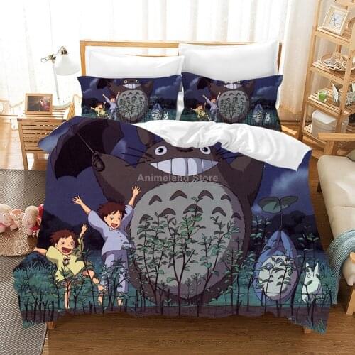 My Neighbor Totoro Anime Kids Duvet Cover Sets 3D Bedding Set Cartoon Movie Luxury Cute Home Decor Kawaii Single Queen King Size