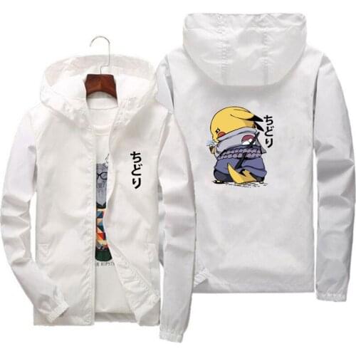 Autumn spring zipper mens thin jacket casual sports hooded jacket Japan POKEMON LOGO windbreaker jacket 2021