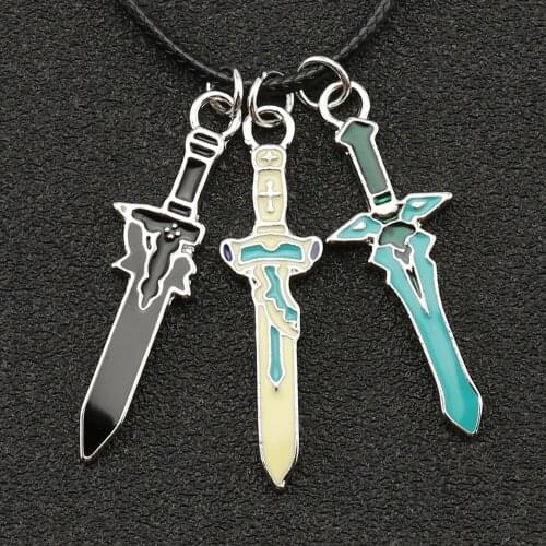 Sword Art Online Necklace SAO Kirigaya Kazuto Kirito Yuuki Asuna Elucidator Dark Repulser Lambent Light Rapier Pendant Jewelry