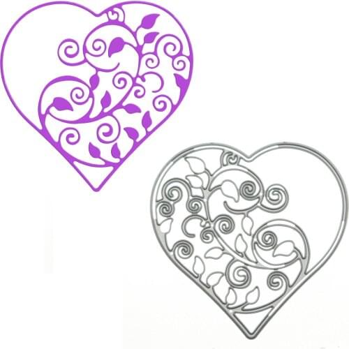 Heart with Curling Vine Leaf Metal Cutting Dies Scrapbooking Handmade Craft Paper Cutter Card Photo Album Decorating