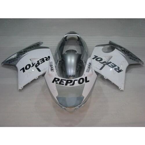Motorcycle Fairing CBR 1100 XX 1996 - 2005 Silver White Repsol Full Body Kits CBR1100XX 1999 Plastic Fairings CBR1100 XX 1997