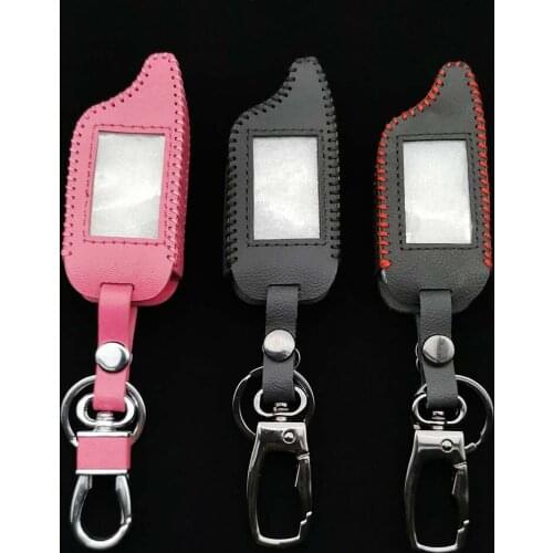 Soft Leather Key Cover Case For Starline B9 / B91 / B6 / B61 / A91 / A61 / V7 C9 Twage Two Way Car Alarm System Keychain