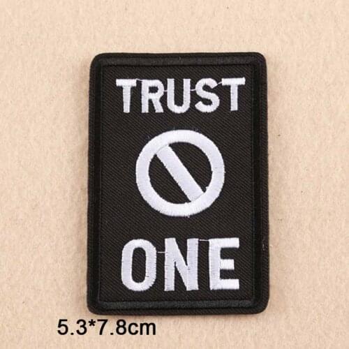 Trust No One Letters Iron On Embroidered Clothes Patch For Clothing Stickers Garment Apparel Accessories