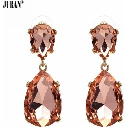 JURAN New Exquisite Full Crystal Drop Dangle Earrings Shiny Water Drop Brincos Rhinestone Fashion Maxi Statement Party Jewelry