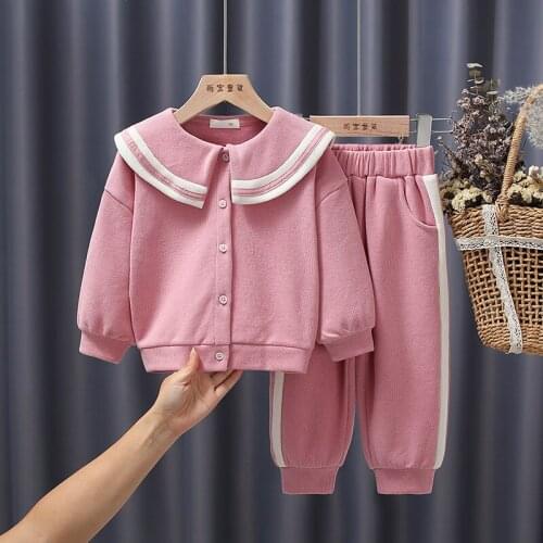 Baby Toddler Girl Clothes 2021 Autumn Kids Clothes Girls Sets Single-breasted Coat+Pants 2Pcs Sport Suit Children Outwear 18M-7Y