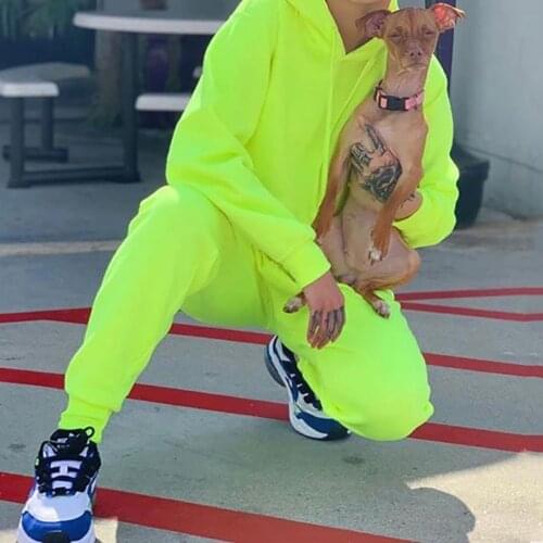 Solid Color Women Long Sleeve Hooded Sport Casual Pullover Sweatshirt Pants Suit Hoodie Women Sport Hoodie Shirt Pant Streetwear