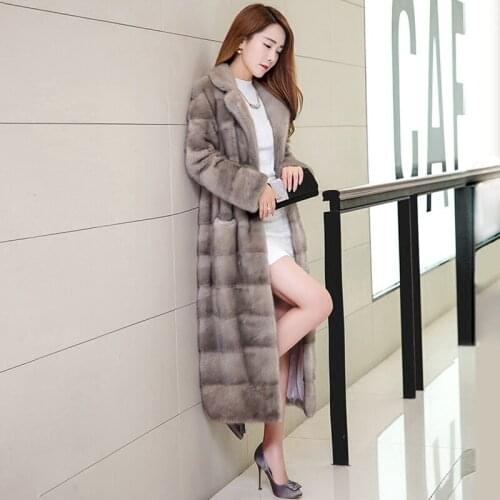 Autumn and winter new mink fur coat the whole mink coat long coat