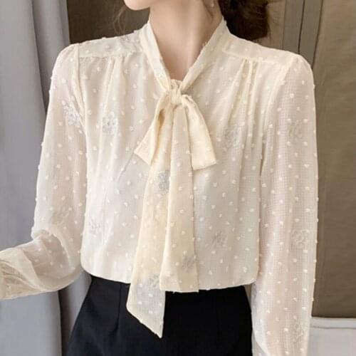 Autumn Long Sleeve Blouse Women Blouses Femme Tops Women Blusas Mujer De Moda 2021 V-Neck Lace Chiffon Blouse Shirt Shirts E615