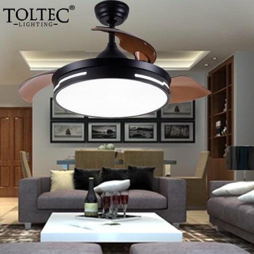 42 Inch Fashion Invisible Ceiling Chandelier Fan With Lamp Modern Roof With Fan Remote Control Ceiling Fans For Home ventilador