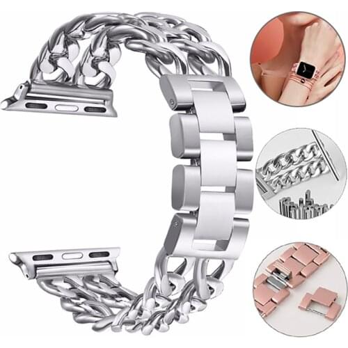 For Apple Watch 6 SE 5 4 3 2 Band 40mm 44mm Stainless Steel fashion strap wristband Metal Band for iWatch Series 6 5 4 3 38/42mm