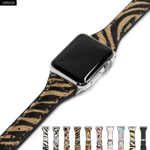 URVOI band for apple watch series 6 5 4 3 2 SE sport band Handmade Slim waist horse leather strap for iWatch modern design