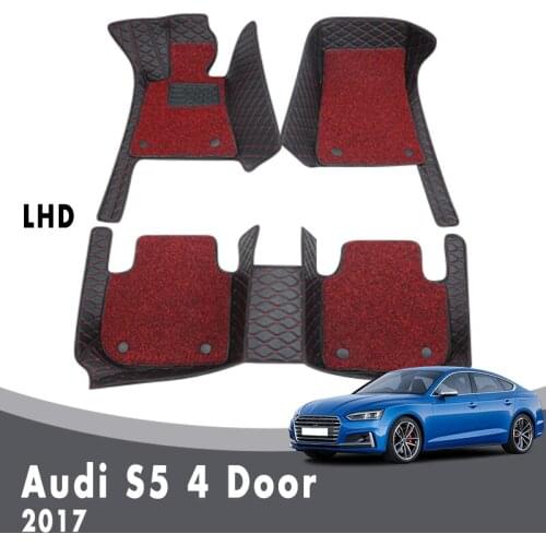 Luxury Double Layer Wire Loop Carpets For Audi S5 4 Door 2017 Car Floor Mats Auto Interior Accessories Waterproof Foot Pads Rugs
