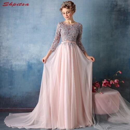 Pink Long Sleeve Mother of the Bride Dresses for Weddings Lace A Line Evening Groom Godmother Dresses