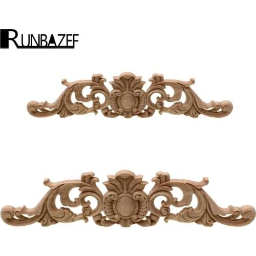 RUNBAZEF Woodcarving Decal Home Furniture Carved Applique Window Door Decor Wooden Figurines Miniatures Crafts Garden Decoration