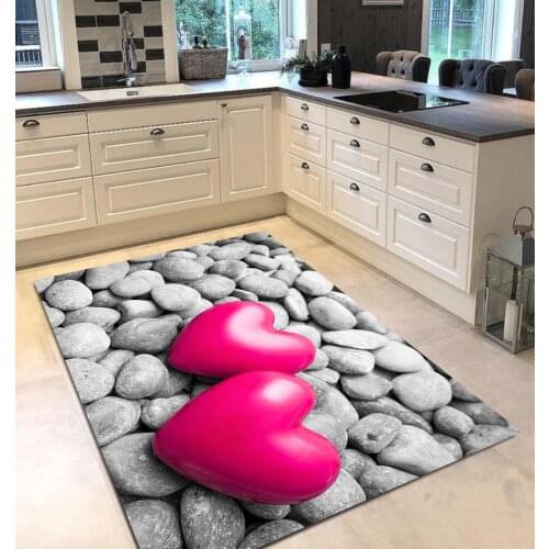 Grey color stone pink heart patterned kitchen rug modern carpet rug personalized gift free shipping kitchenware grey runner