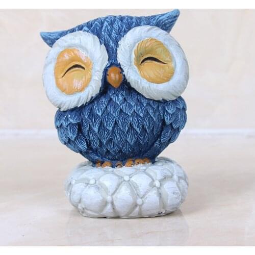 Statues Home Figurines Animal Blue Owl Kawaii Childrens Room Resin Pastoral Decoration Small Home Decoration Accessories