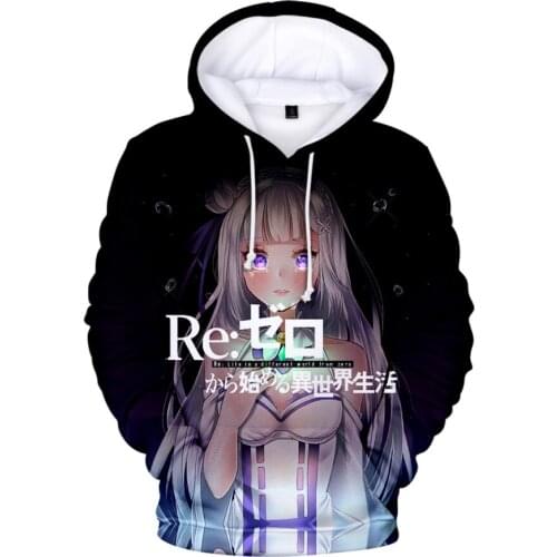 2021 New Re:Life in a different world from zero Hoodie Sweatshirt Men Women Pullover Streetwear Hip Hop 3D Print Hoodies Boys