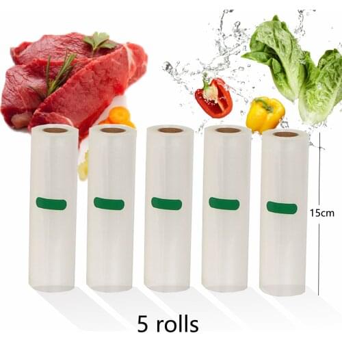 BPA FREE 5 Rolls/Lot Vacuum bag Storage Bags Machine Film Sealer Vacuum Packing Food Fresh Long Keeping 15cm*500cm