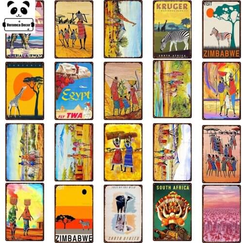 South Africa Tribe Grassland Sign Vintage Tin Sign Christmas Gift Metal Plates For Wall Art Retro Home Kids Room Decor Poster