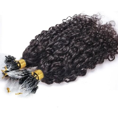 Curly Micro Loop Human Hair Extension Pre Bonded Brazilian Remy Hair Micro Beads Ring Soft Curly Microlink Hair 100strands100g