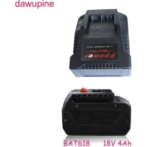 Dawupine BAT618 4Ah Li-ion Battery 1018K Charger For Bosch Electrical Drill 18V 14.4V BAT609G BAT618 BAT618G BAT614 2607336236