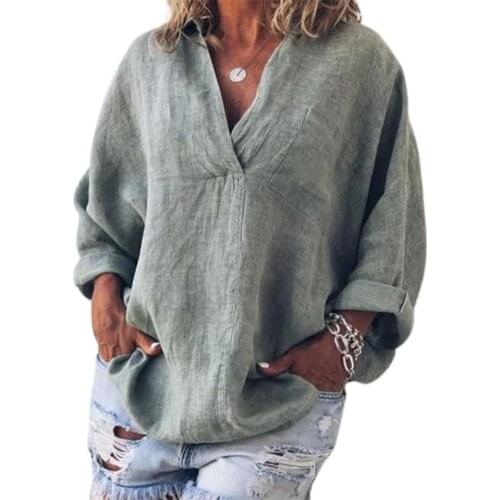 Spring Women Shirt V Neck Pullover Shirt Skin-friendly Long Sleeve Solid Color Loose Blouse Plus Size Clothing Streetwear 3XL