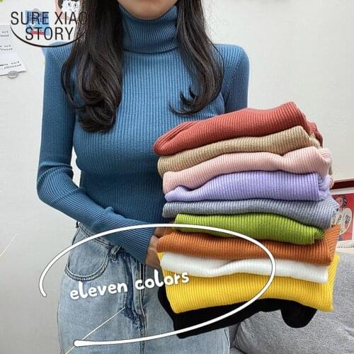 Turtleneck Women Sweater Solid Knitwear Women Autumn and Winter Long Sleeve Office Lady Sweaters Slim Bottoming Pullover 10626