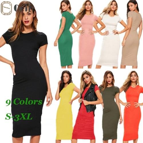 Oein Midi T Shirt Dress Women Summer Beach Boho Sexy Party Bodycon Elegant Casual Black Slit Long Dresses Sundress Plus Size