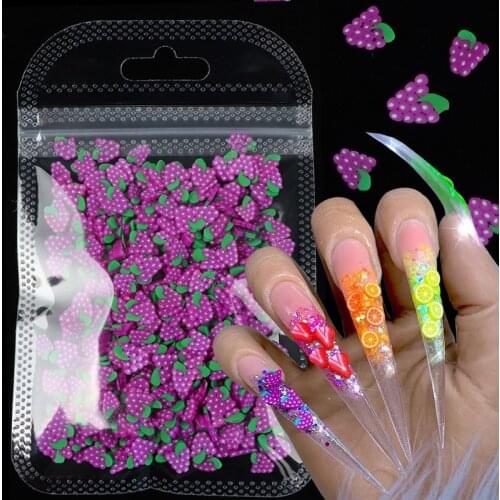 1Bag 3D Colorful Tiny Fruit Slices Sequins for Nails DIY Strawberry Design Acrylic Beauty Polymer Soft Clay Nail Art Accessories