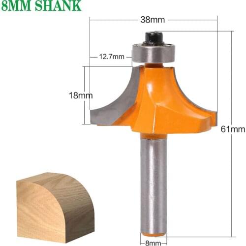 1pcs 8mm Shank Round-Over Router Bits for Wood Woodworking Tool Endmill with Bearing Milling Cutter Trimmer Cleaning Corner