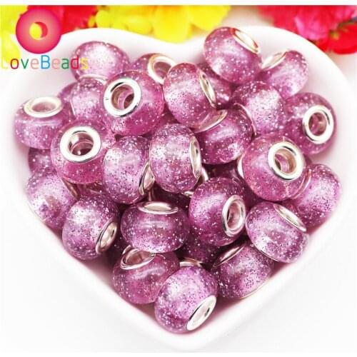 10pcs Mixed Color Lucite Resin 5mm Big Hole European Beads for DIY Jewelry European Pandora Bracelet Making Finding Accessories