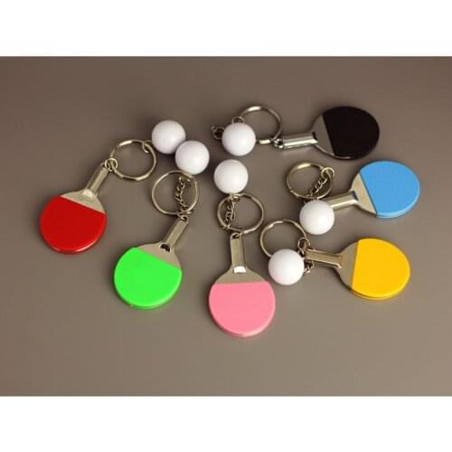 100pcs/Lot Colorized Table Tennis Keychain Ping pong Keyring Bing bing ball key chains 2in1 Sports key ring Sport Souvenir Gift