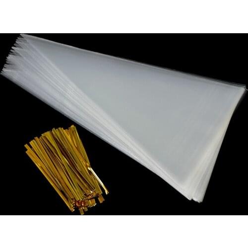 100pcs Clear Cone Shape Cellophane Bags Candy Sugar Popcorn Flower Packing Bag