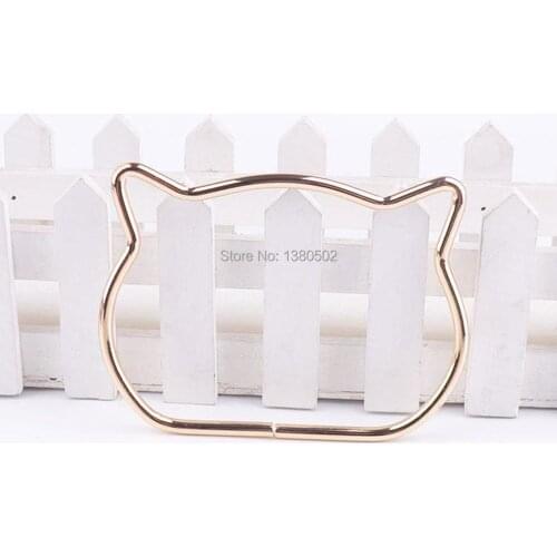 2pcs/lot metal Cat Shape Unique Design Fashion Handle Ring frame Handbag Handle Golden Color For bag accessories