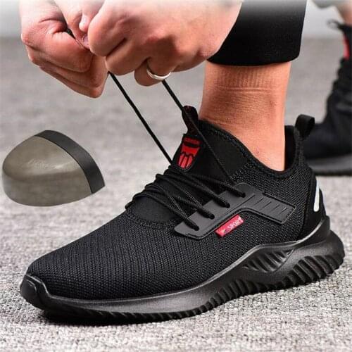 2019 Autumn Mens Steel Toe Work Safety Shoes Men Puncture Proof Security Boots For Man Breathable Light Industrial Casual Shoes