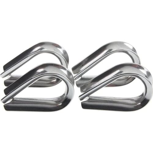 4 x Stainless Steel - m Wire rope loop Rope Thimbles