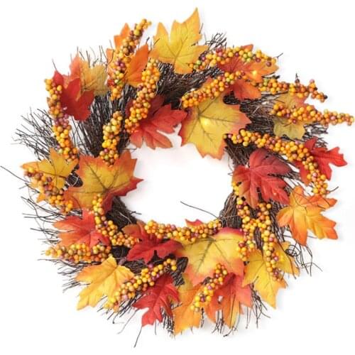 60/55/50/45/40/30cm Halloween Wreath Autumn Pumpkin Wreath Door Hanging Pendant Front Door Maple Wreath Decor Christmas Decor