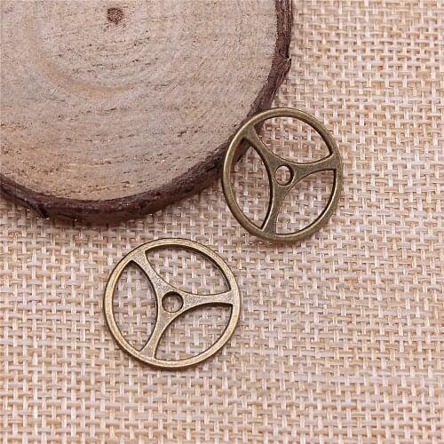 Free shipping 65pcs 20mm antique bronze Peace gear charms diy retro jewelry fit Earring keychain hair card pendant accessories
