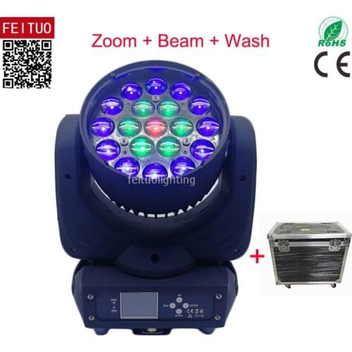 8pcs+case High quality 19x15w rgbw led moving head zoom wash light 4in1 leds