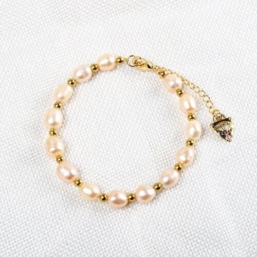 Ailatu Natural Freshwater Pearl Bracelet Multi Color Turkish Lucky Eye Bracelet Fine Pearl Jewelry For Mother Days Gift