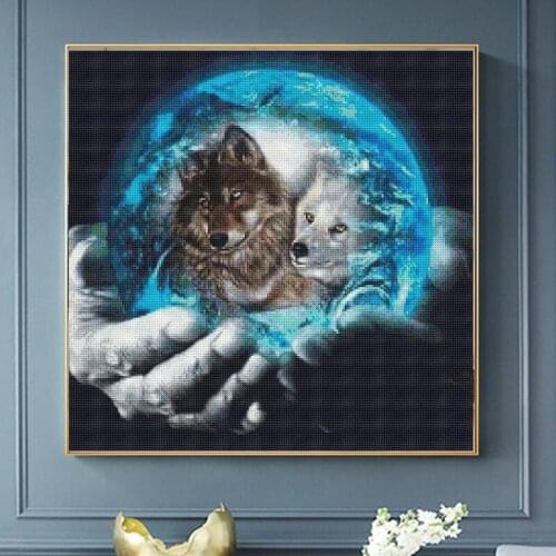 Wolf Full Round cartoon diamond painting Animal Picture Craft Cross Stitch Christmas Home Decor