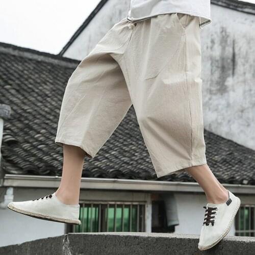 Cotton Harem Pants Men 2020 Summer Sweatpants Mens Joggers Casual Chinese Style Ankle-length Trousers