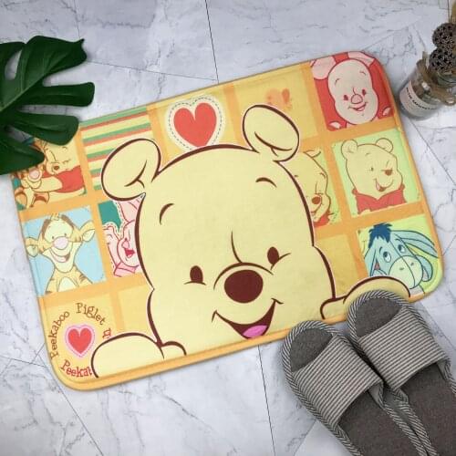 Disney Winnie Flannel Bath Mat Bath Rug Absorbent Soft Bathroom Rugs Carpet for Shower Tub Bedroom Entry Machine Washable mat