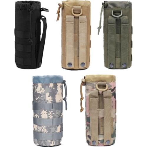 Outdoor Camping Hunting Camouflage Water Bottle Bag Molle Kettle waist Pouch Holder Cup Bag Drawstring Bag Tactical Backpack
