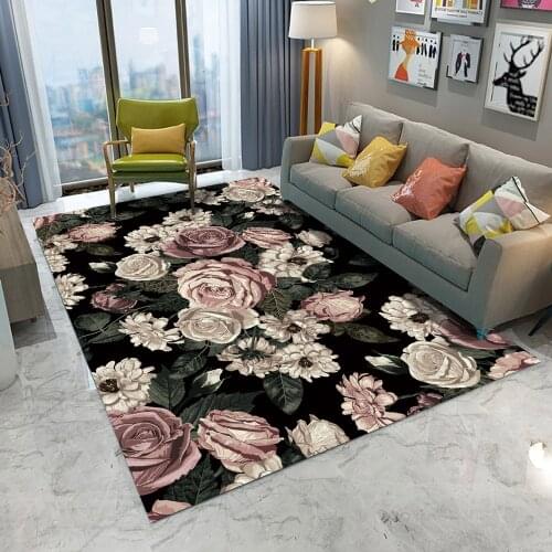 Rose Flower Flannel Rug Wedding Carpet Antislip Living Room Carpet Large Girls Room Mat Home Hot Sale Fashion 3D Printing Carpet
