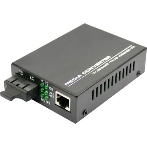 Media Converter 10/100M 20Km SC SMF Duplex to RJ45 Transceiver 1310nm Fiber to Ethernet Media Converter