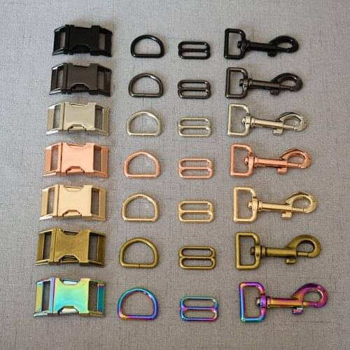20 sets metal buckle Slider Adjustable Buckle D ring metal dog clasp Four pieces a set dog collar leash High quality accessories