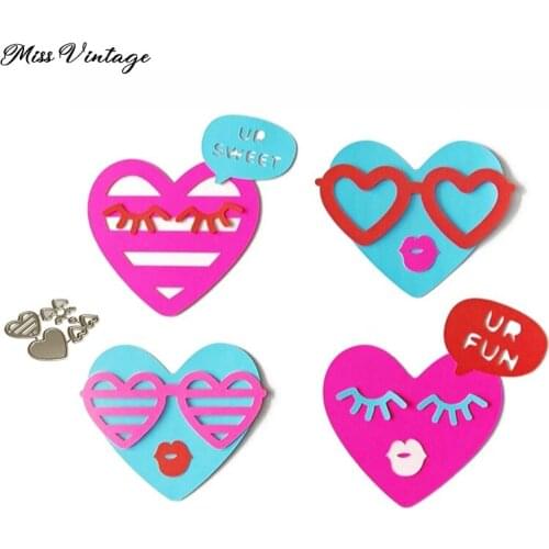 Metal Cutting Dies Heart Eye Glasses Set Craft Die Stencils For Scrapbooking Decorative DIY Photo Album Card Making Mould Die