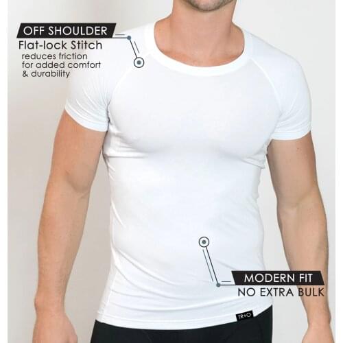 Sweat-free Undershirts Mens Sweat Proof Undershirt Black - Crew Neck - Relax Fit shirt t-shirt by PATON