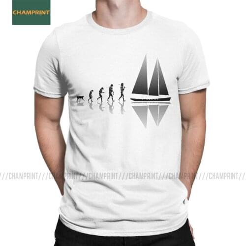 Sailing Evolution T-Shirts for Men Cotton T Shirt Sea Boat Sail Ocean Ship Sailboat Yacht Short Sleeve Tee Shirt Summer Tops